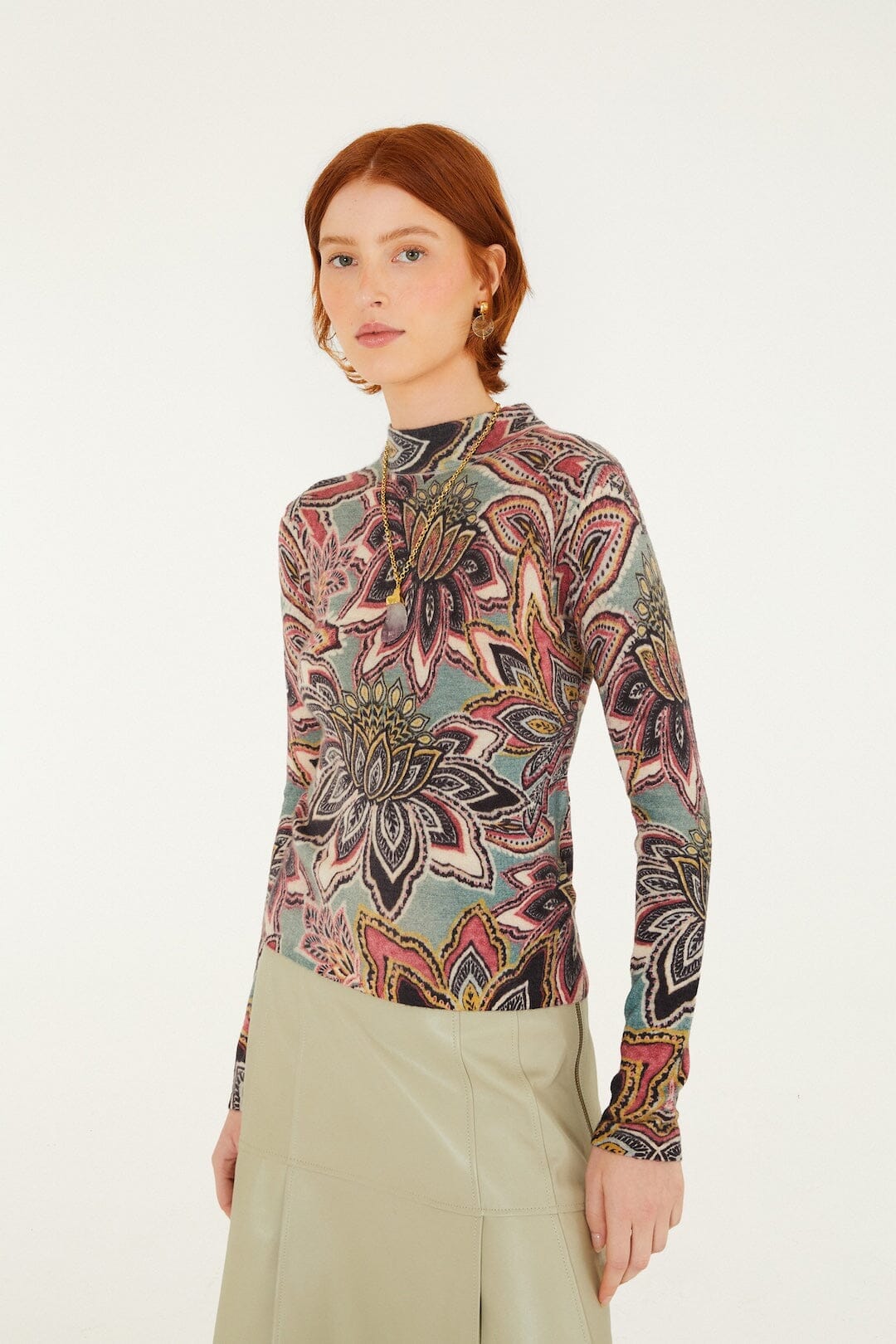 Tapestry Flower Knit Top