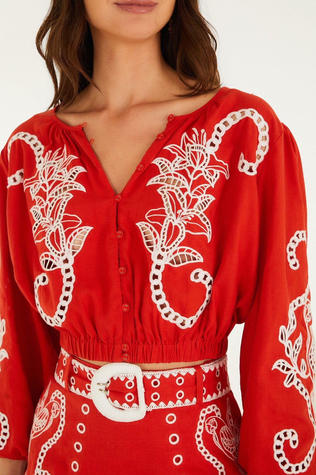 Red Richelieu Lenzing Ecovero Euroflax Blouse