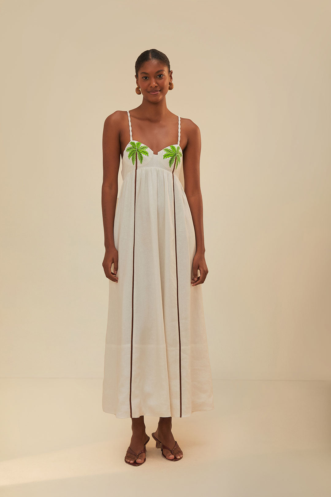 Coconut Tree Embroidered Maxi Dress