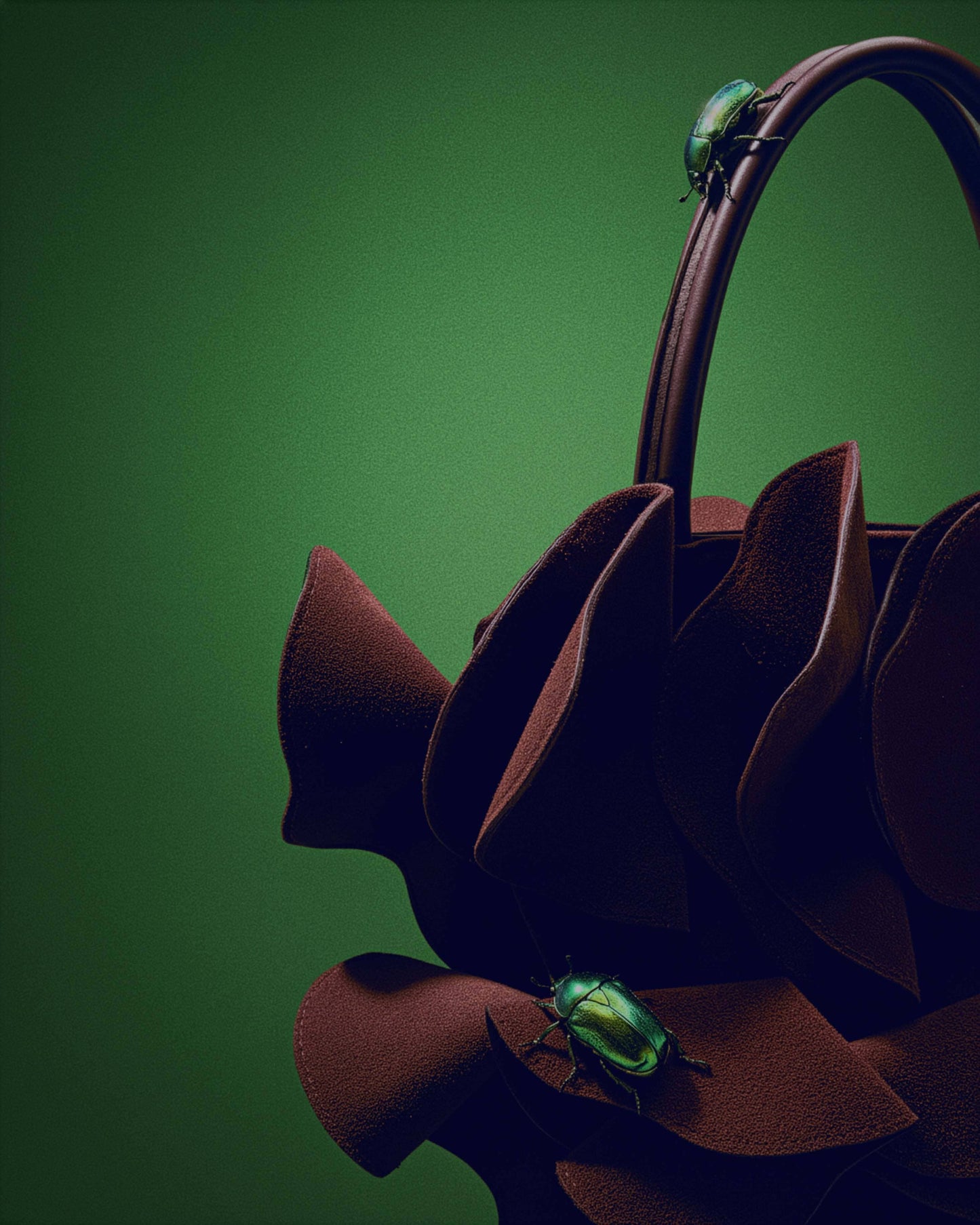 Brown Leather Flower Bag