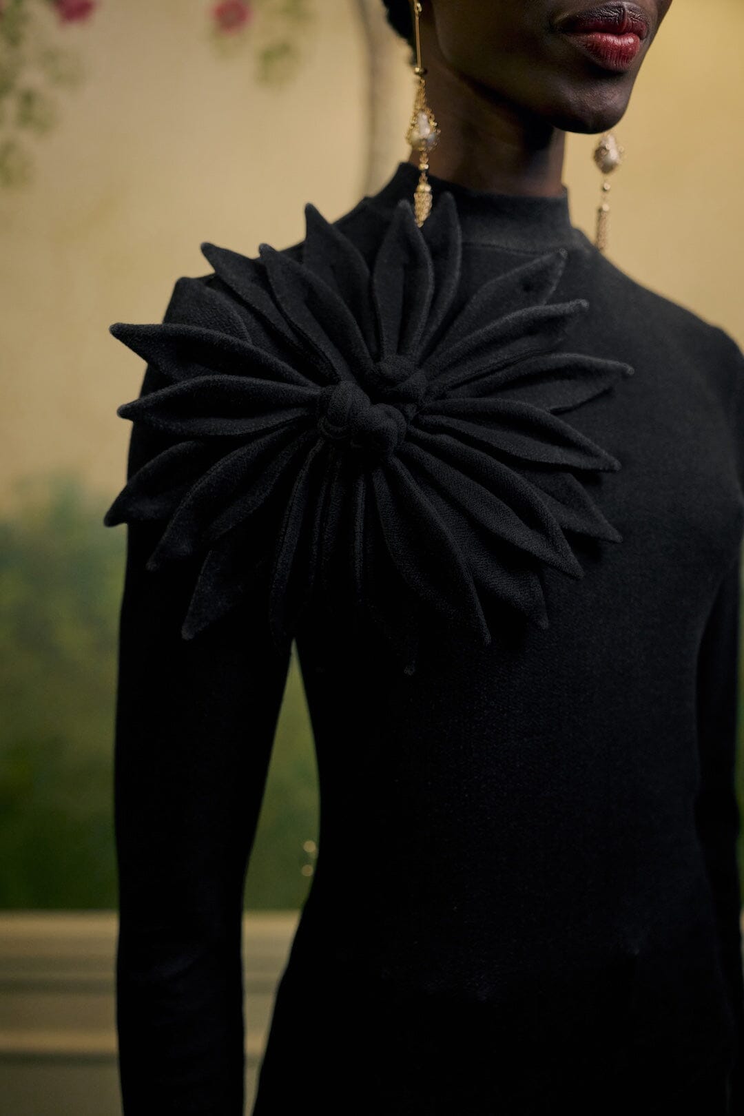 FARM Rio model wearing the 3d Flower Long Sleeve Turtleneck