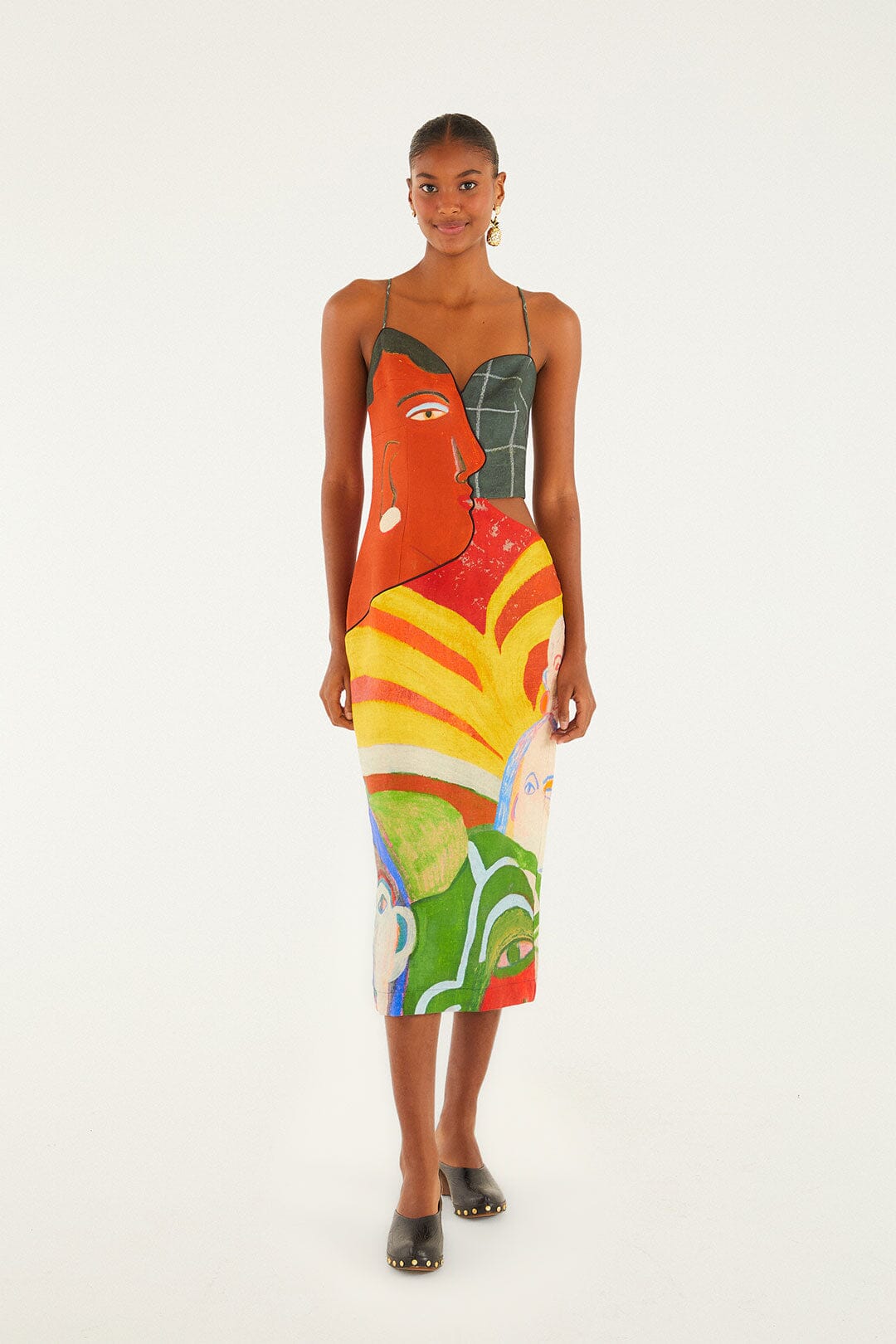 FARM Rio model wearing the A Popular Cafe Sleeveless  Euroflax� Premium Linen Midi Dress