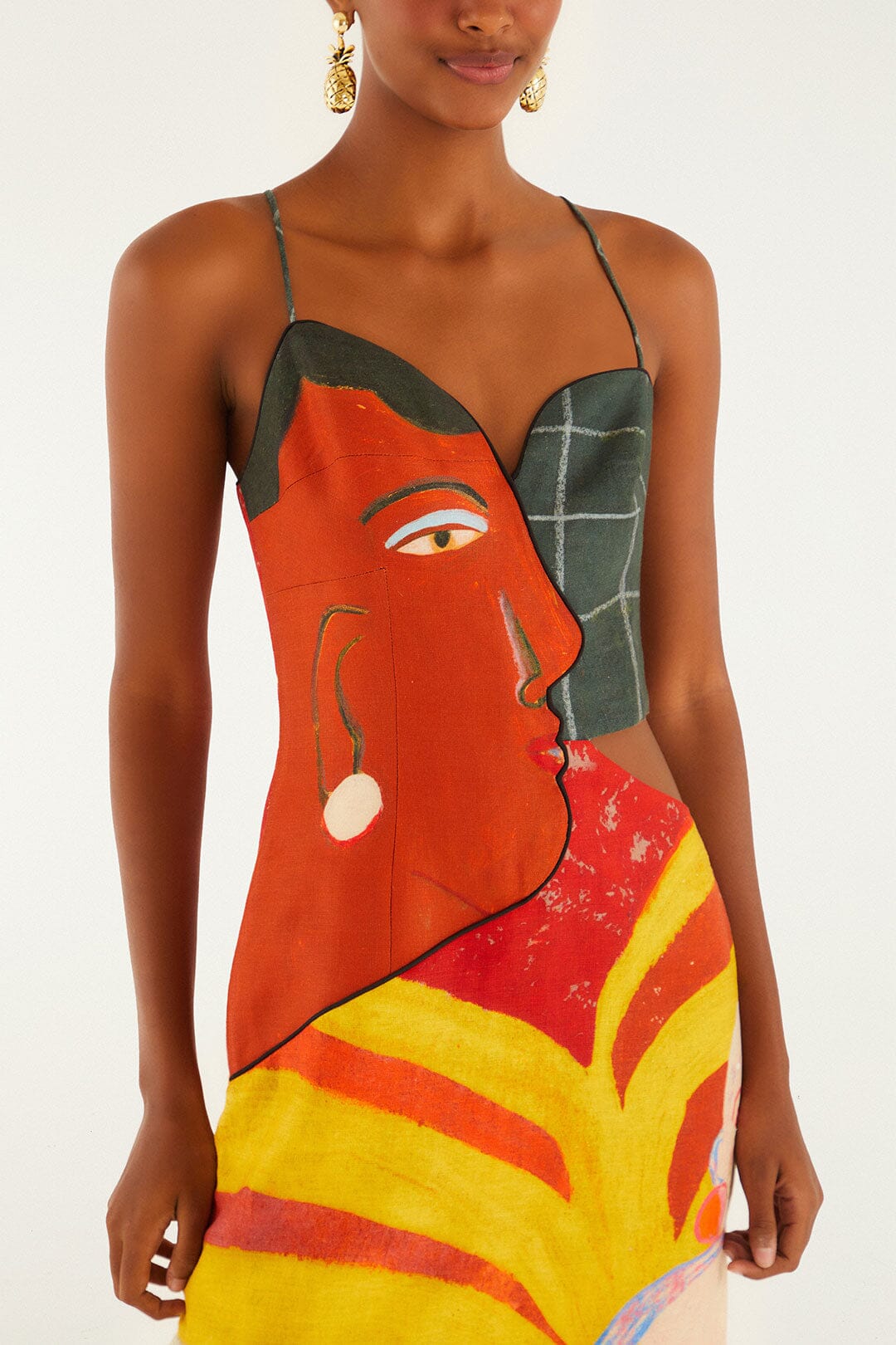 FARM Rio model wearing the A Popular Cafe Sleeveless  Euroflax� Premium Linen Midi Dress