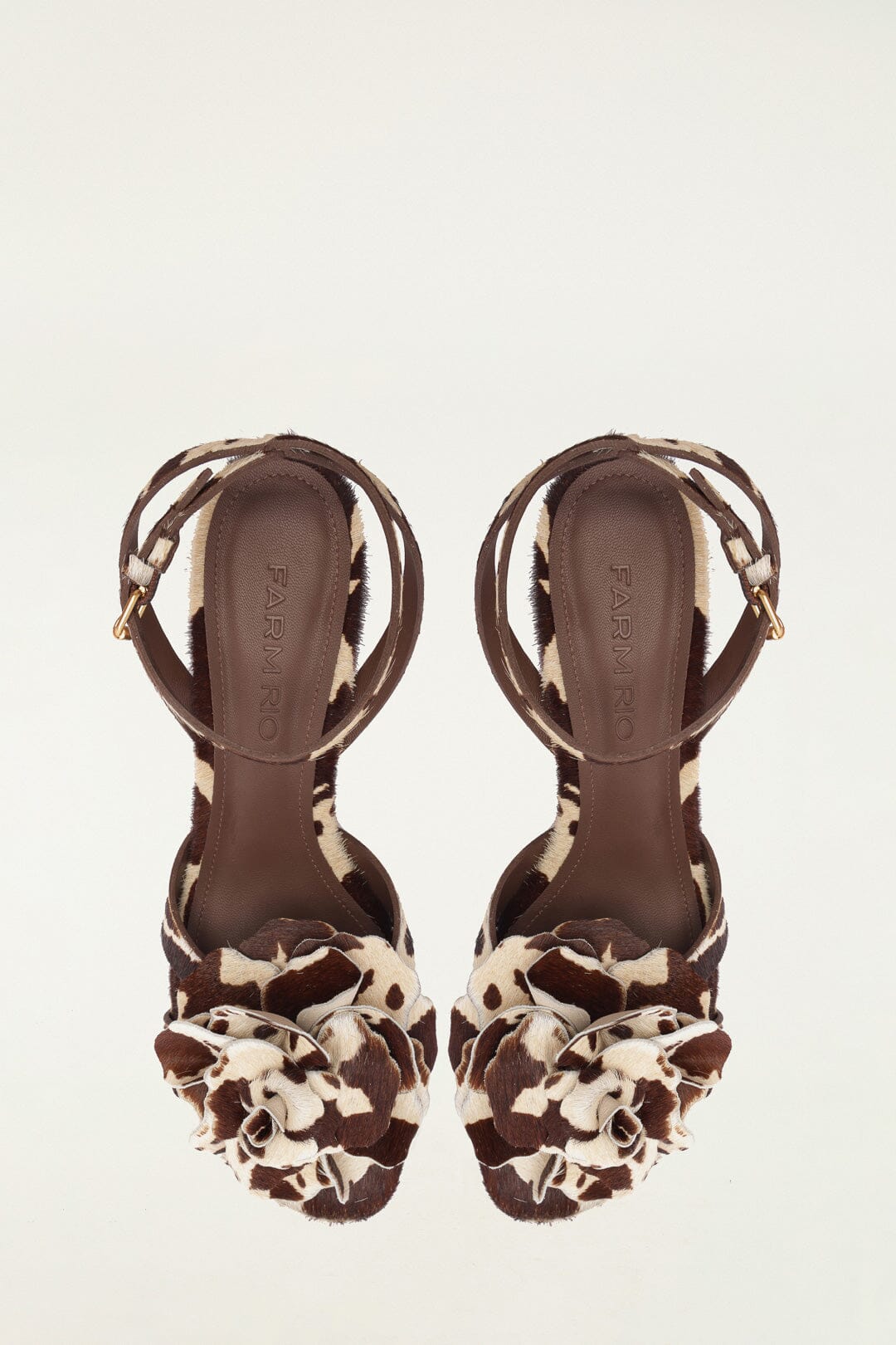 FARM Rio model wearing the Animal Print Flower Heeled Sandal