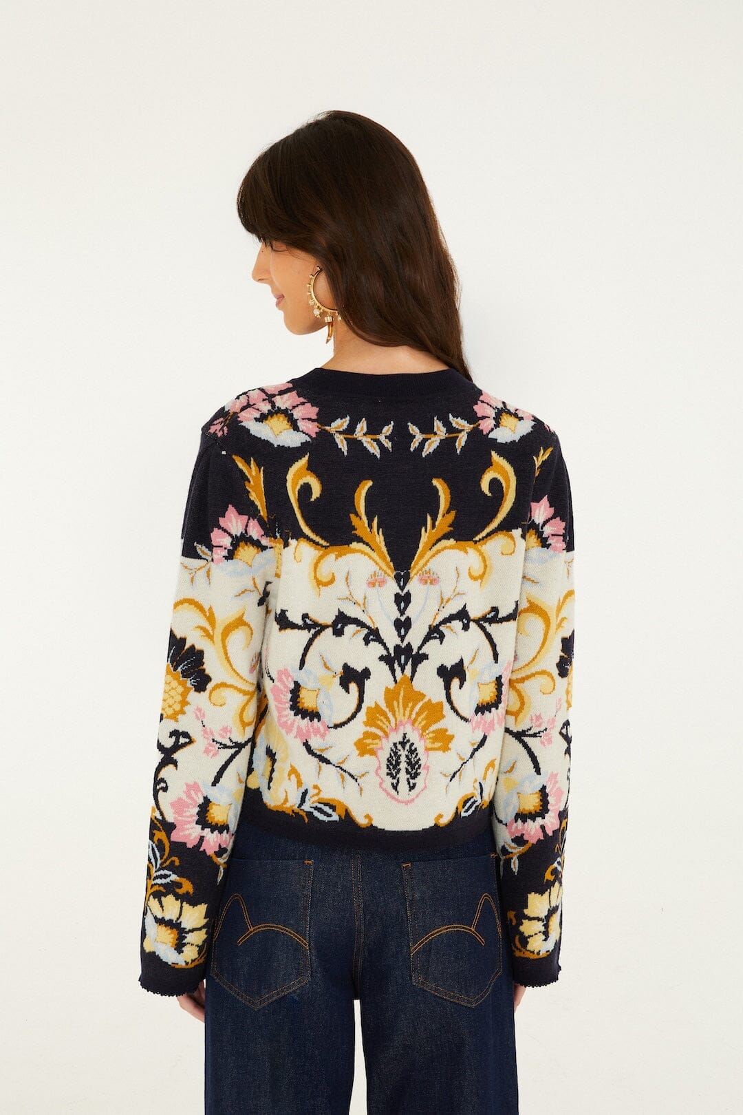 Birds Romance Buttoned Knit Cardigan