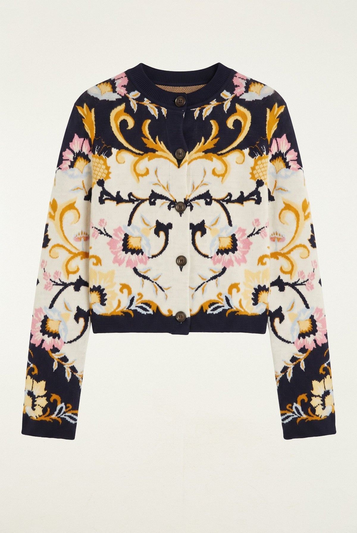 Birds Romance Buttoned Knit Cardigan
