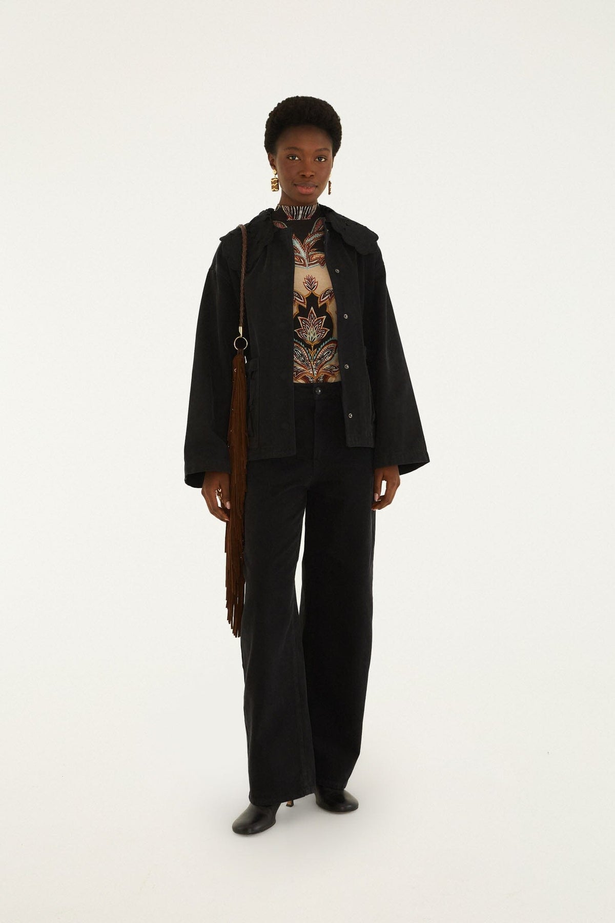Black Richelieu Denim Trousers