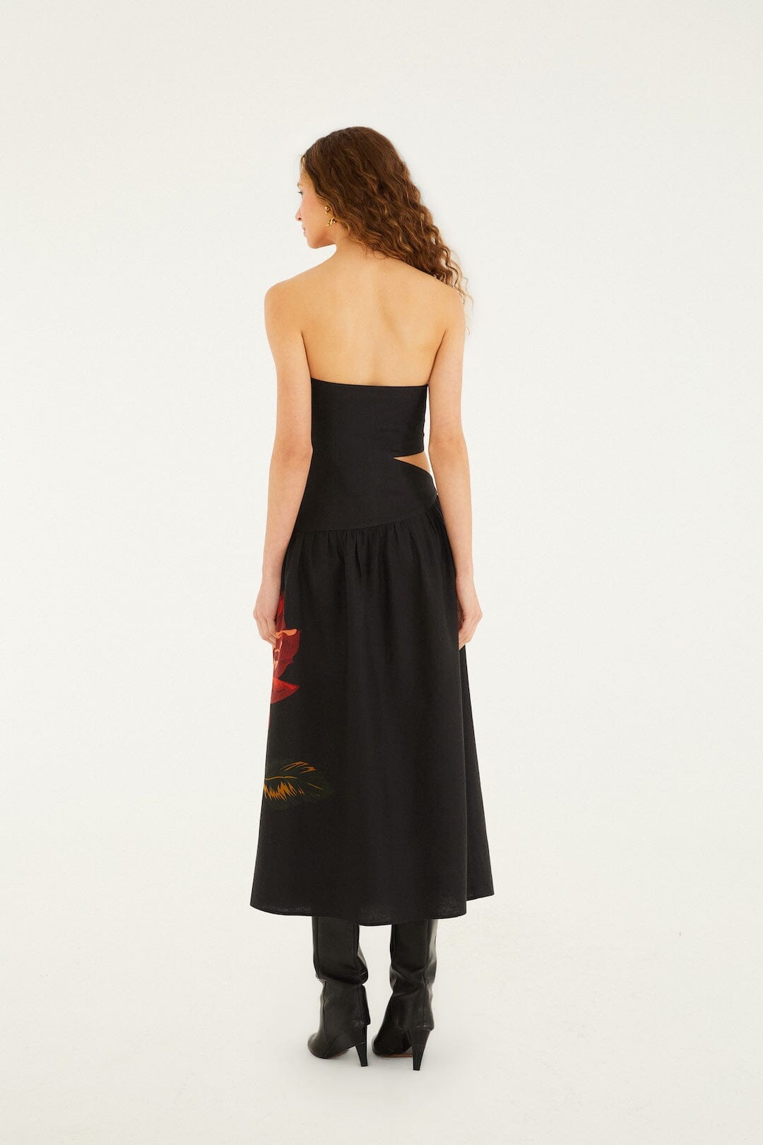 Black Rosalia Artisanal Lenzing Ecovero Euroflax Midi Dress