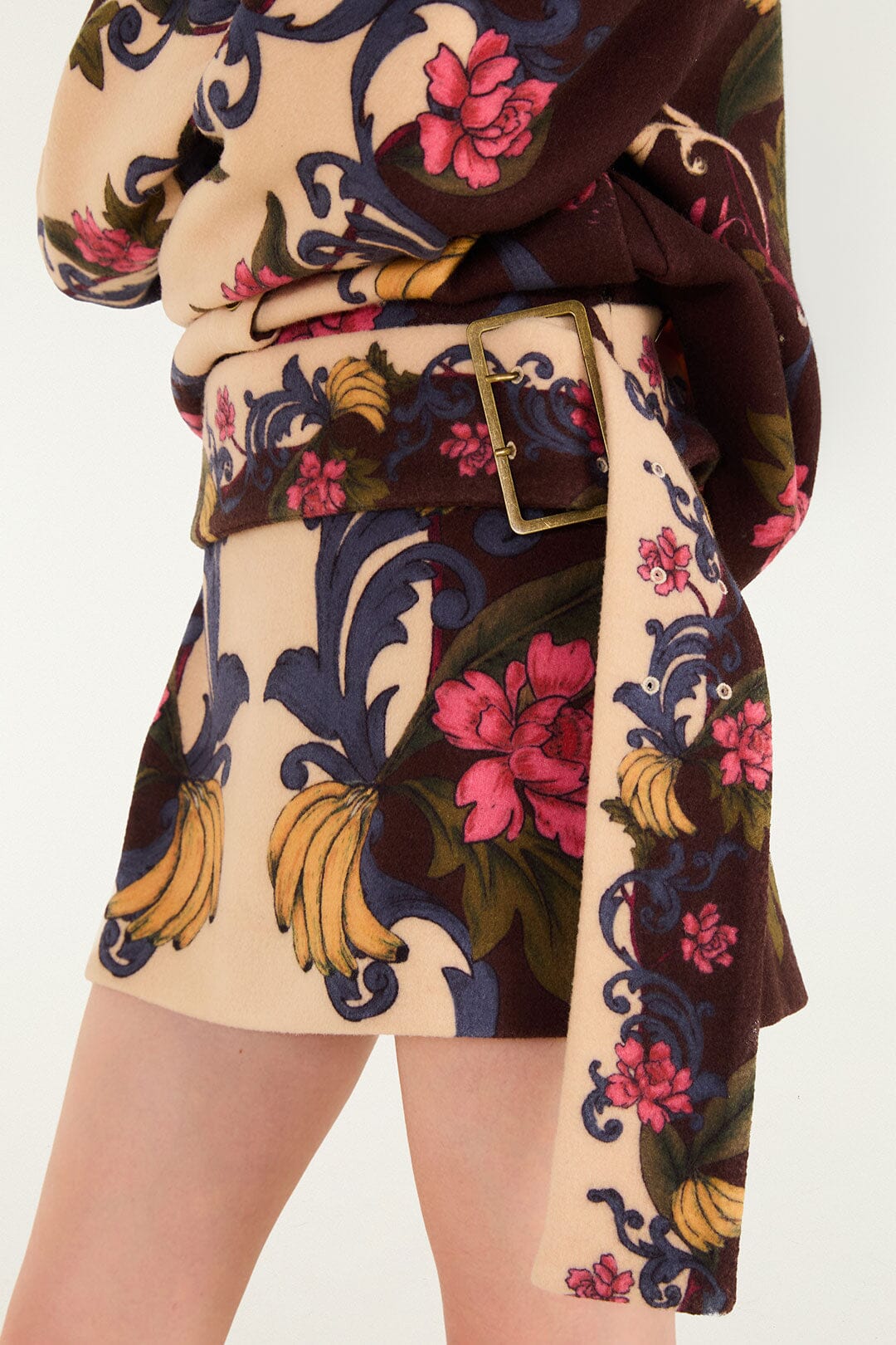 FARM Rio model wearing the Bloom In Between Belted Mini Skirt