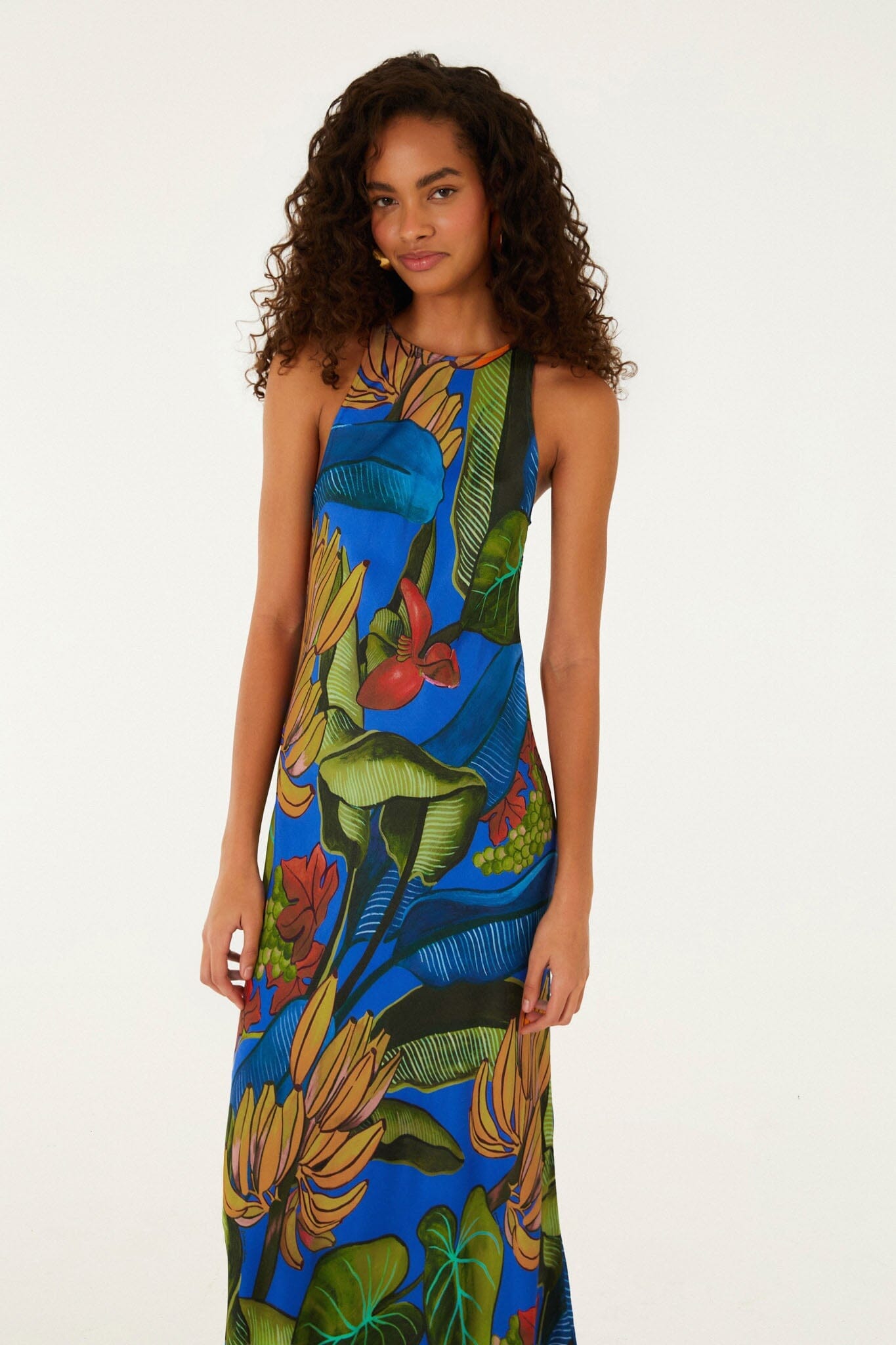 Blue Banana Grapes Sleeveless Lenzing Ecovero Maxi Dress