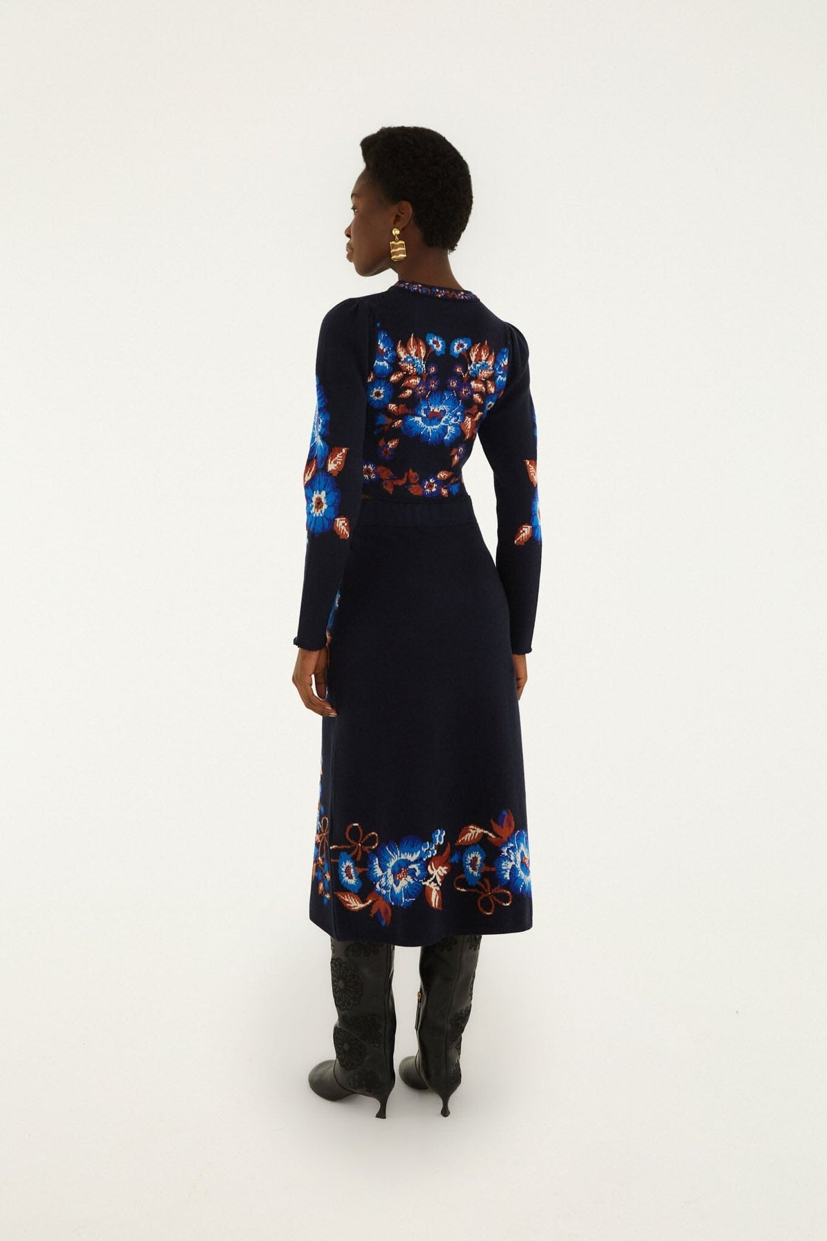 Bow Garden Knit Midi Skirt