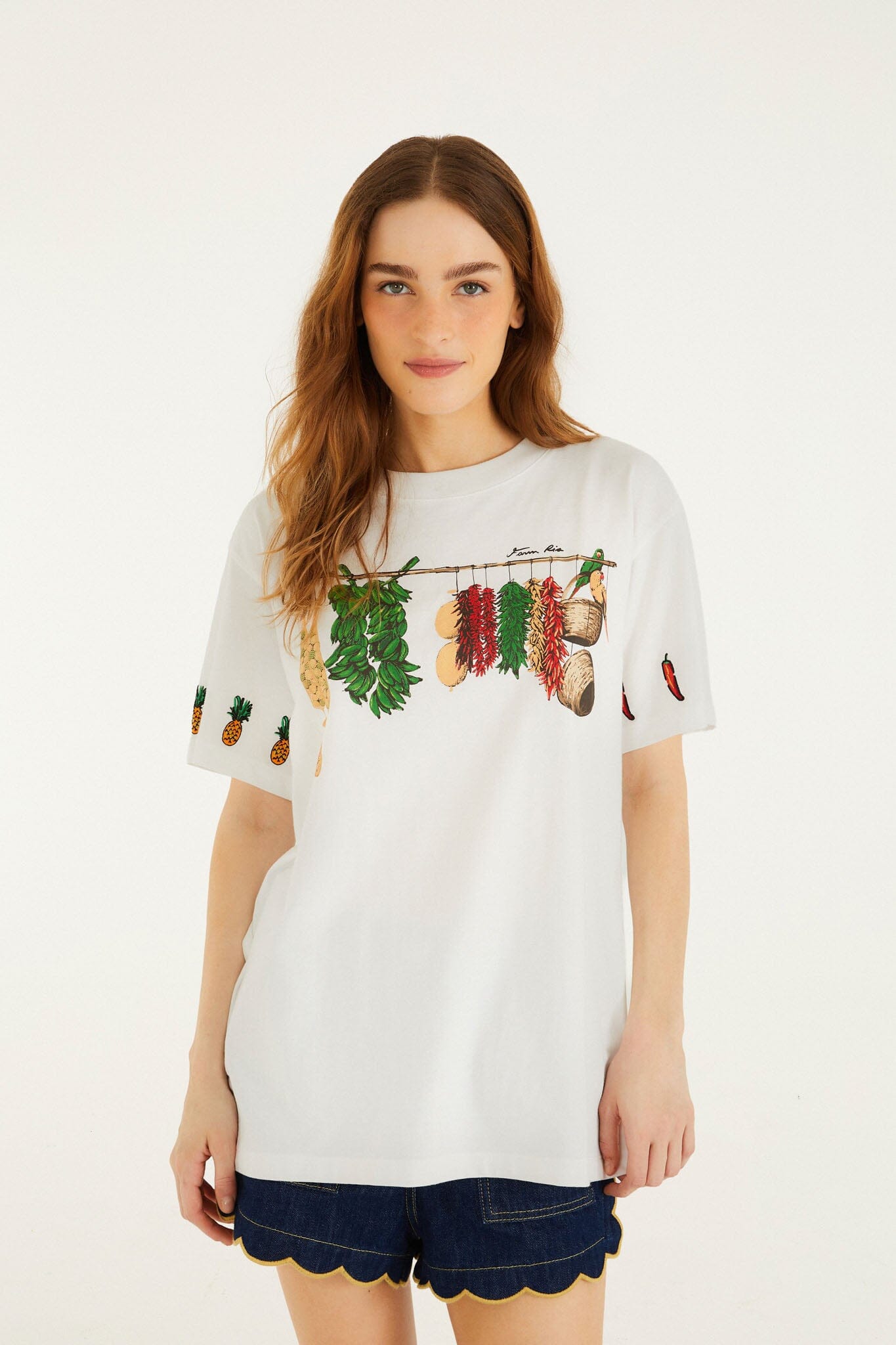 FARM Rio model wearing the Brazilian Bodega Relaxed T-Shirt