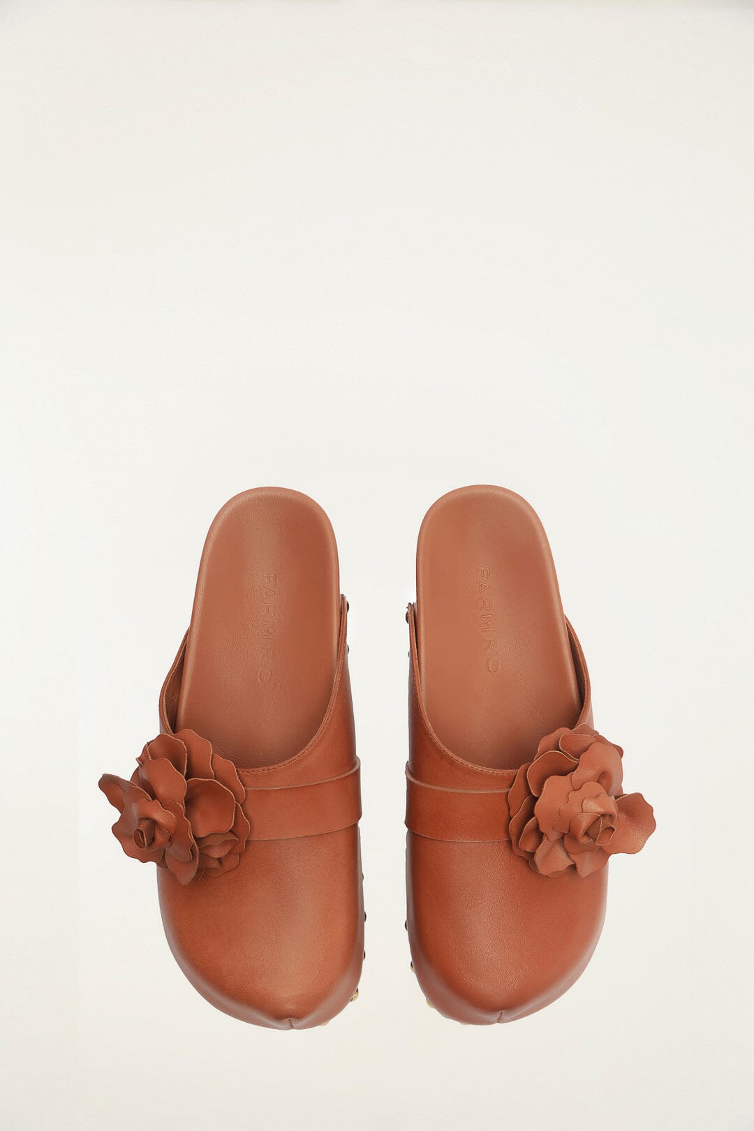 FARM Rio model wearing the Brown Flower Clog