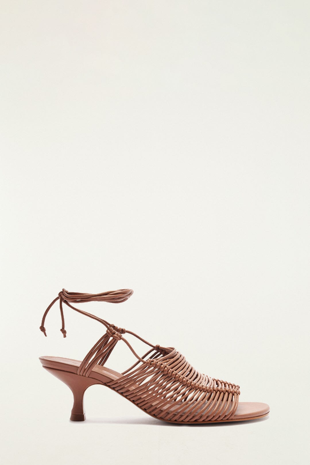 FARM Rio model wearing the Brown Macrame Heeled Sandal