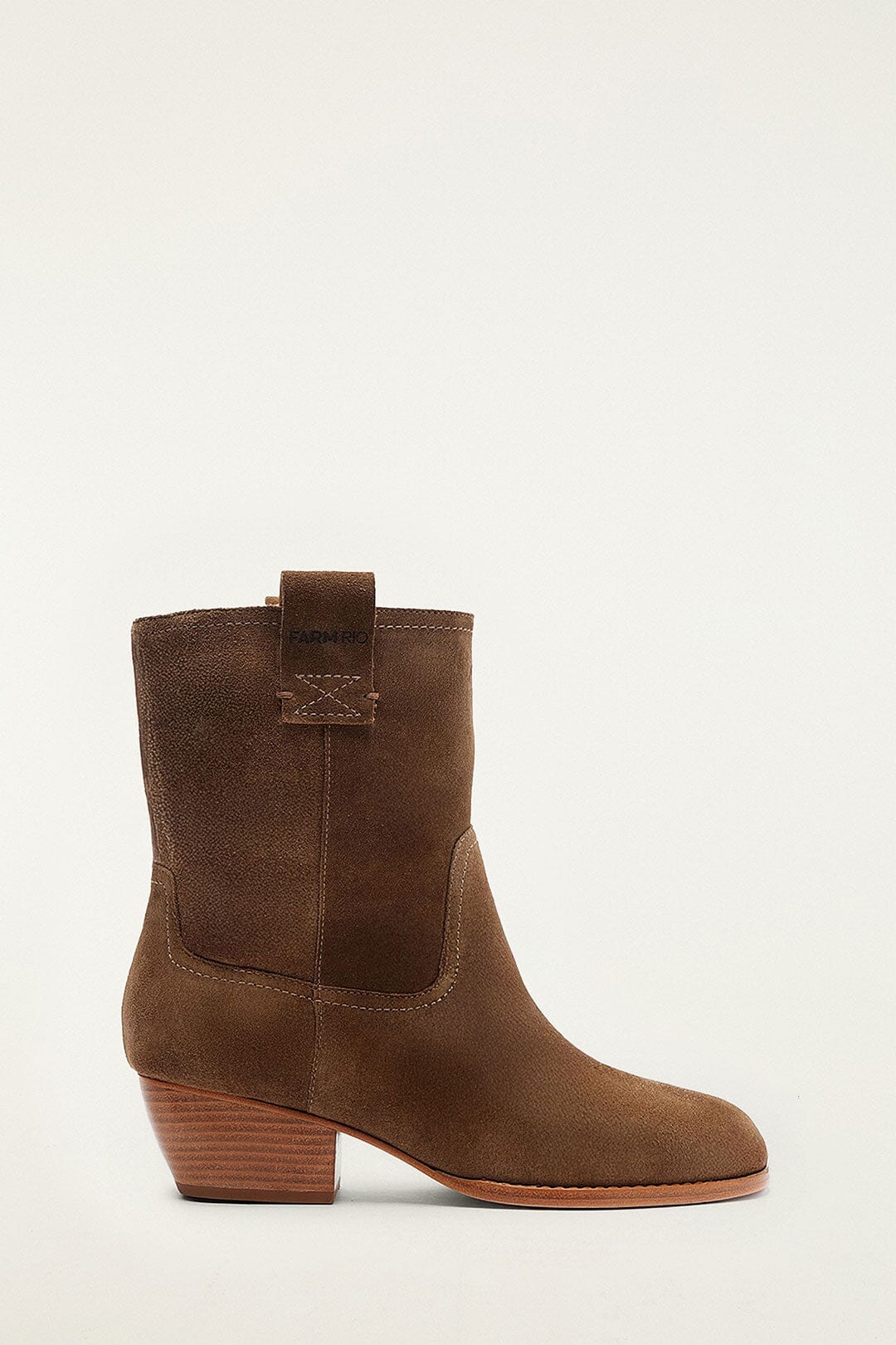 FARM Rio model wearing the Brown Soft Suede Boot
