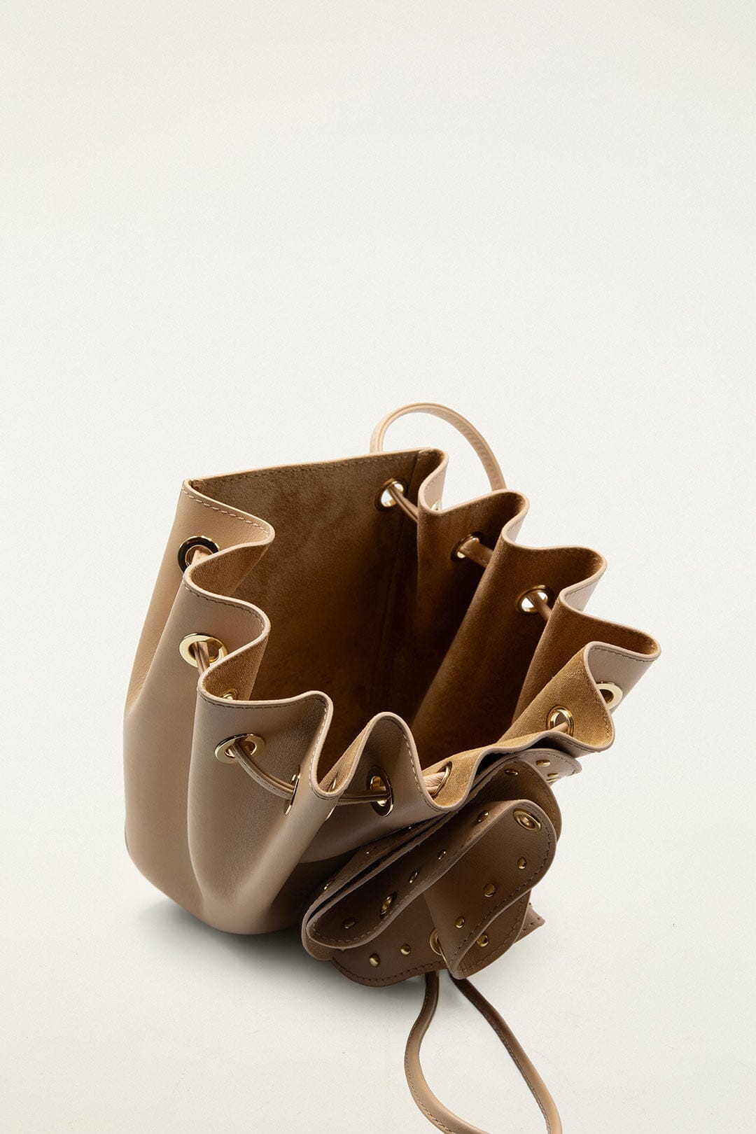 FARM Rio model wearing the Cream Leather Studded Crossbody Flower Bag