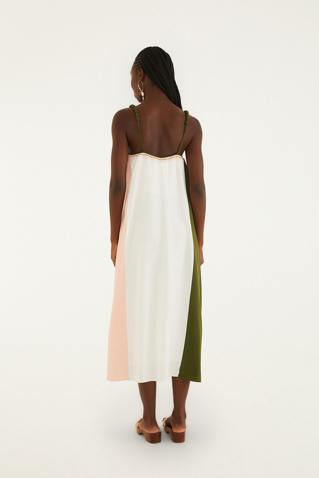 FARM Rio model wearing the Cross Stich Embroidery Maxi Dress Sleeveless