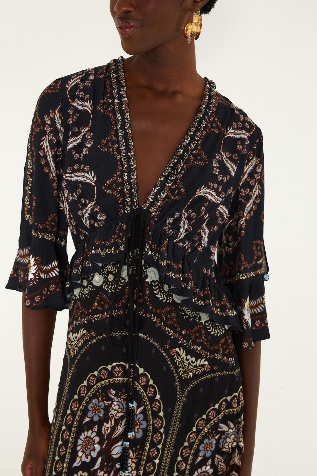 Daniela Short Sleeve Ruffled Maxi Dress