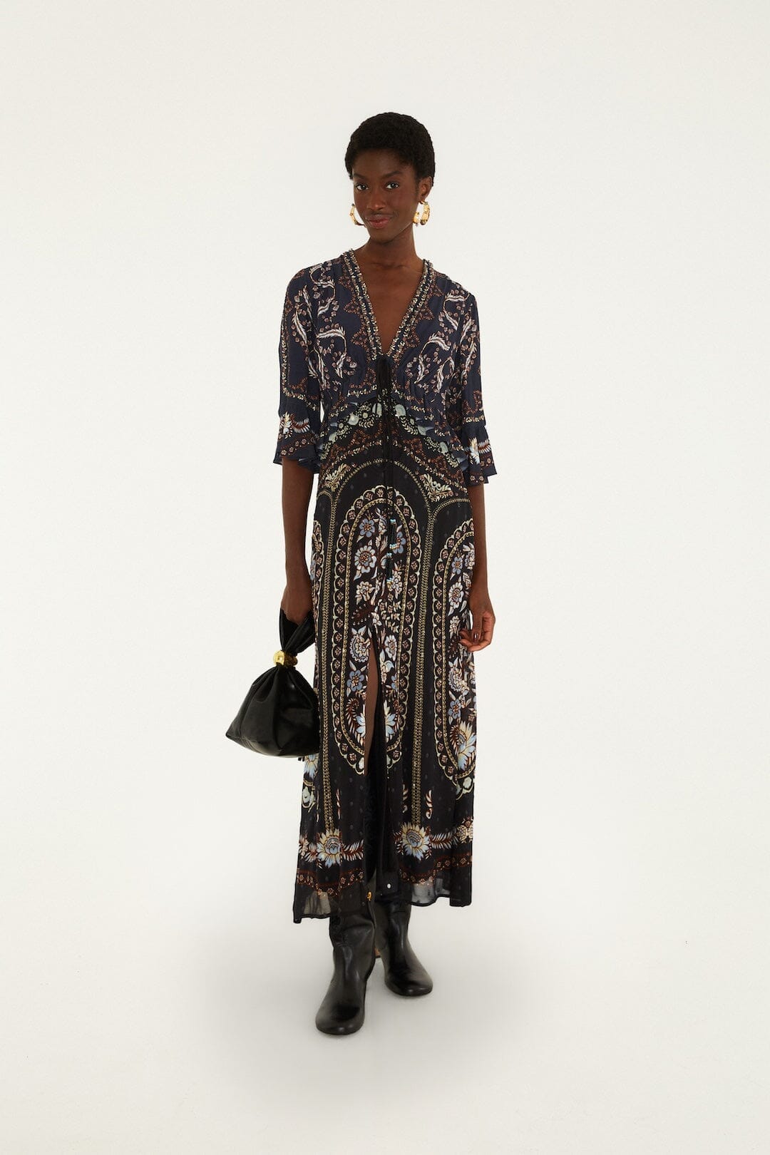 Daniela Short Sleeve Ruffled Maxi Dress