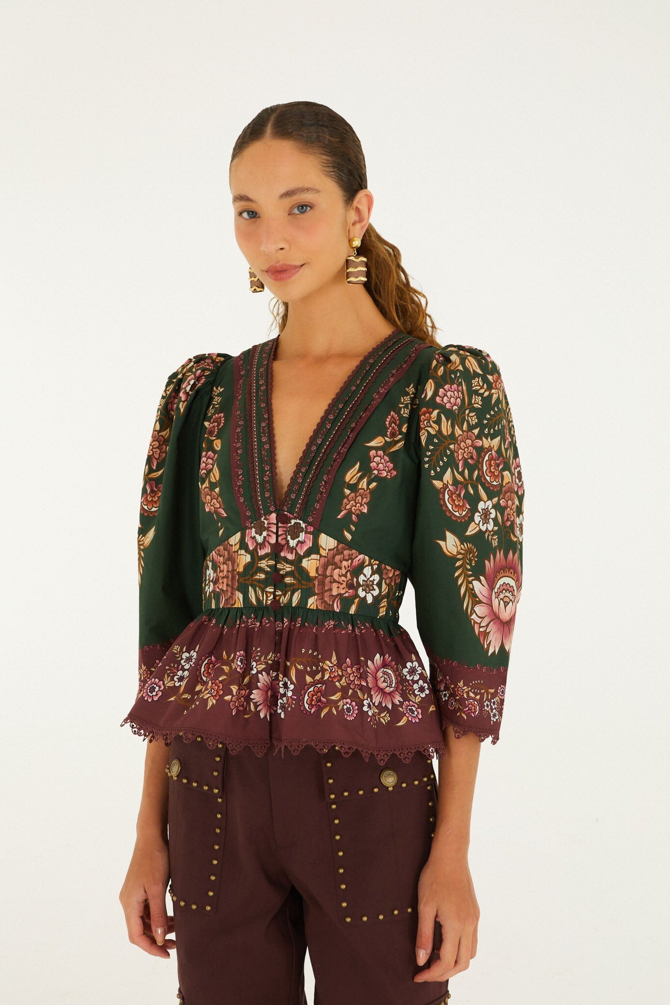 FARM Rio model wearing the Daniela Blouse