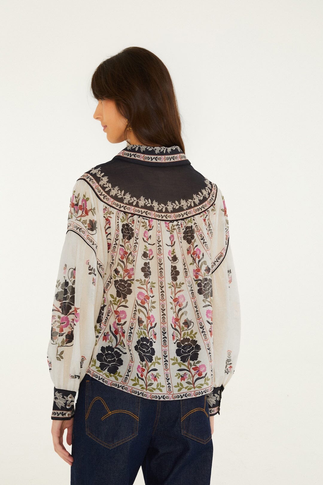 FARM Rio model wearing the Delicate Floral Blouse