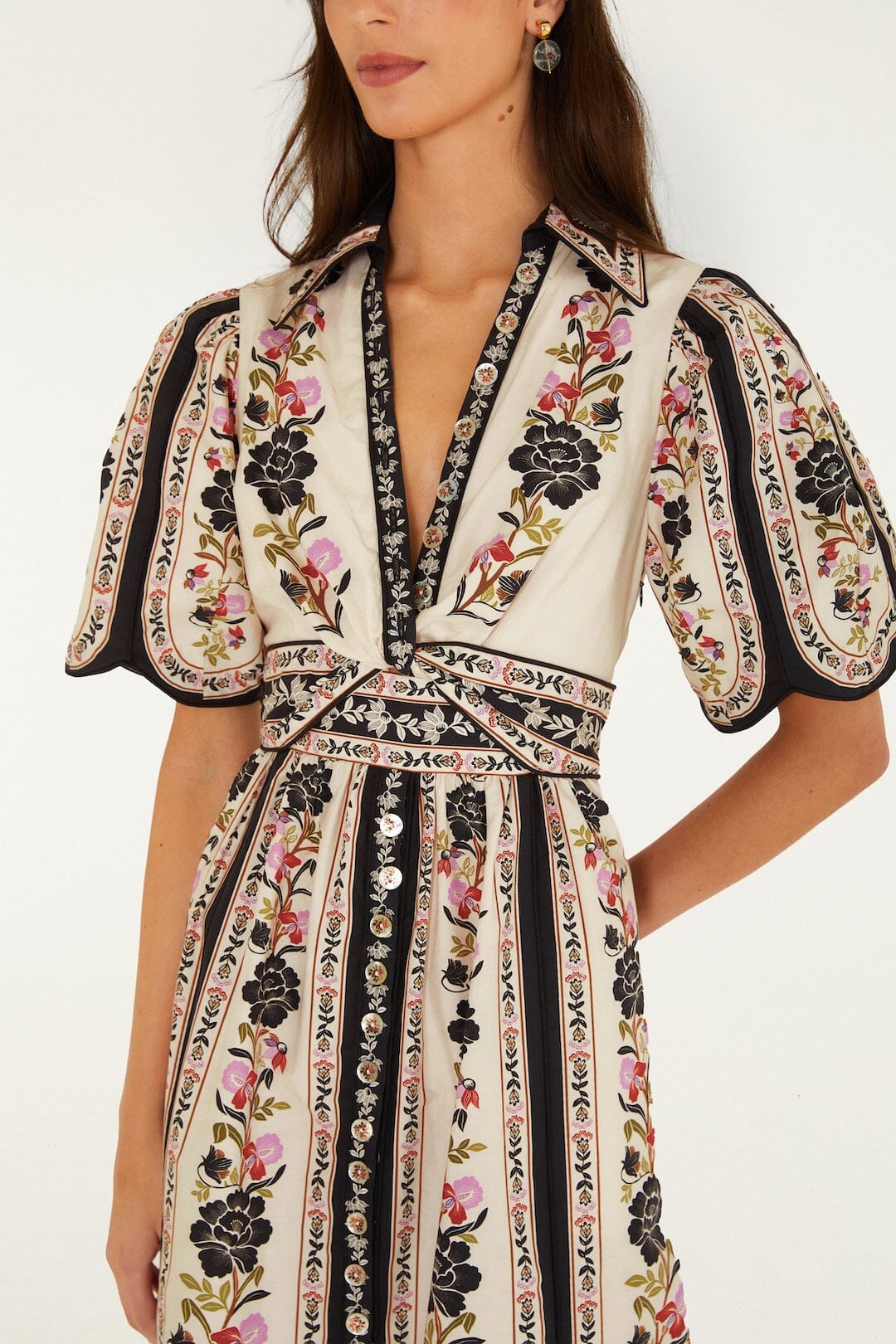FARM Rio model wearing the Delicate Floral Midi Dress