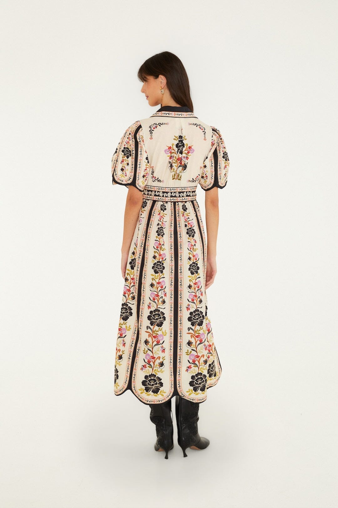 FARM Rio model wearing the Delicate Floral Midi Dress