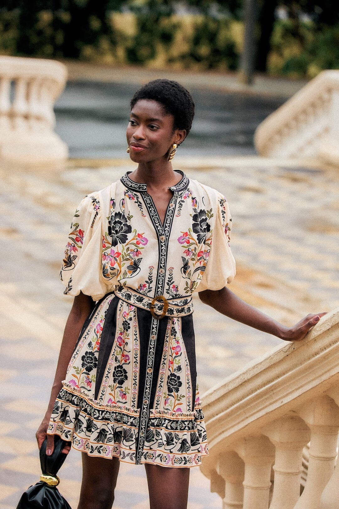 FARM Rio model wearing the Delicate Floral Mini Dress