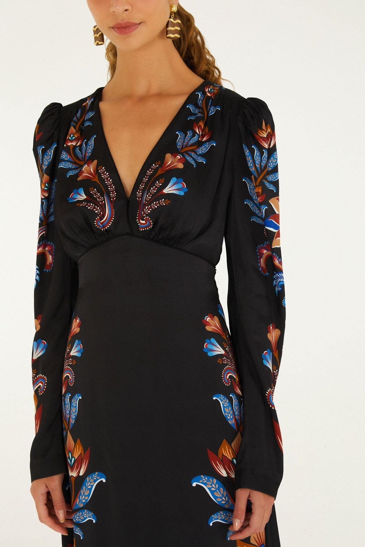 Energy Floral Puff Sleeve Midi Dress