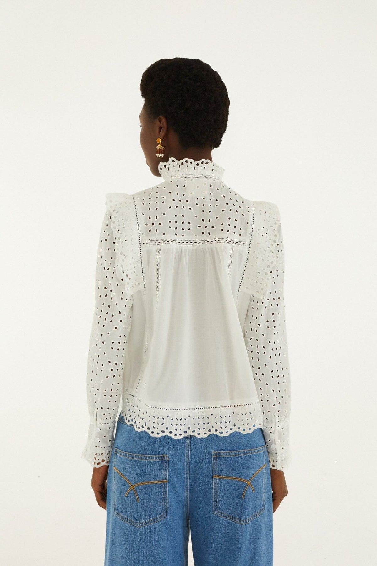 Eyelet Long Sleeve Blouse