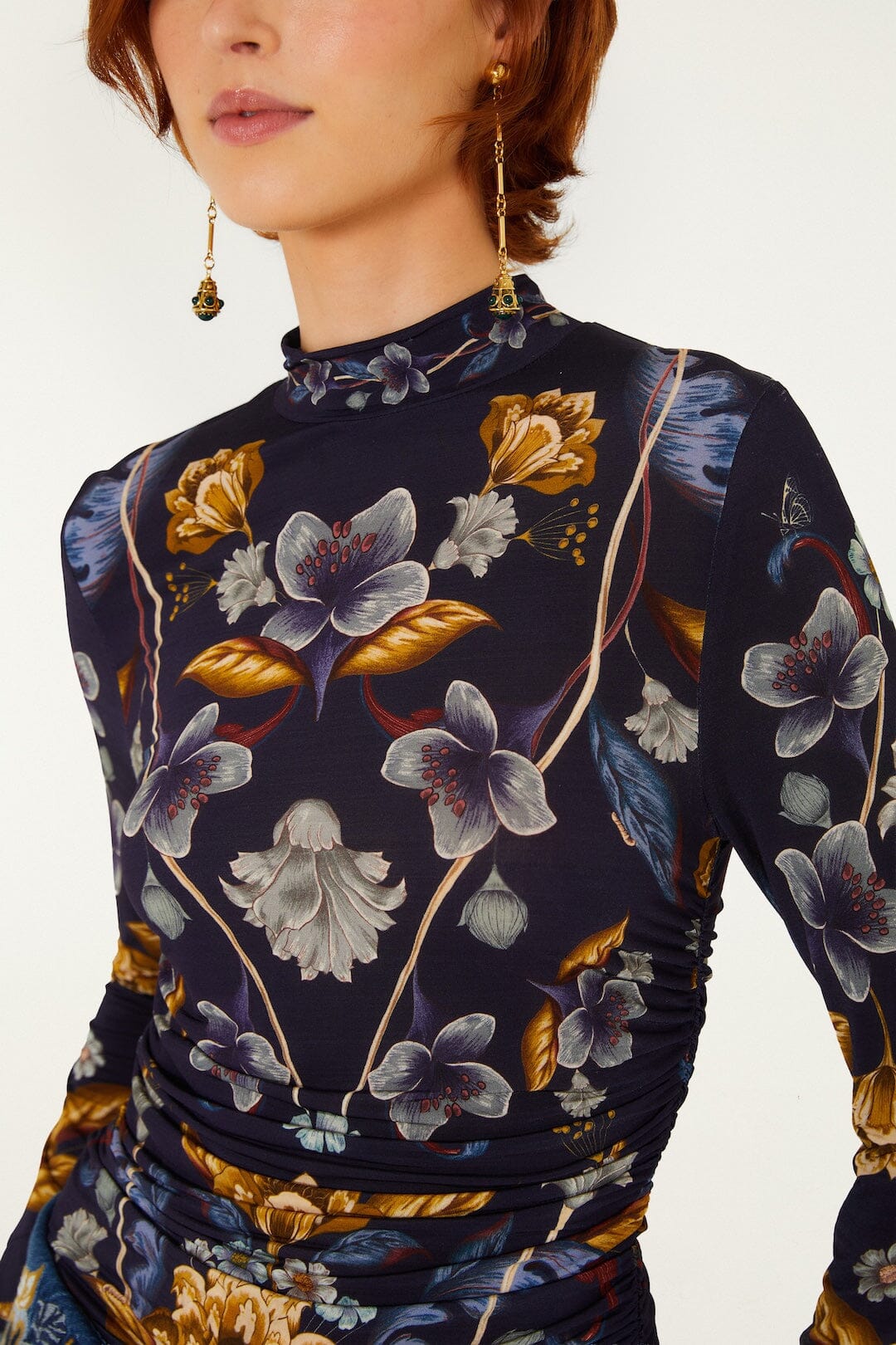 FARM Rio model wearing the Golden Nature Jersey Blouse
