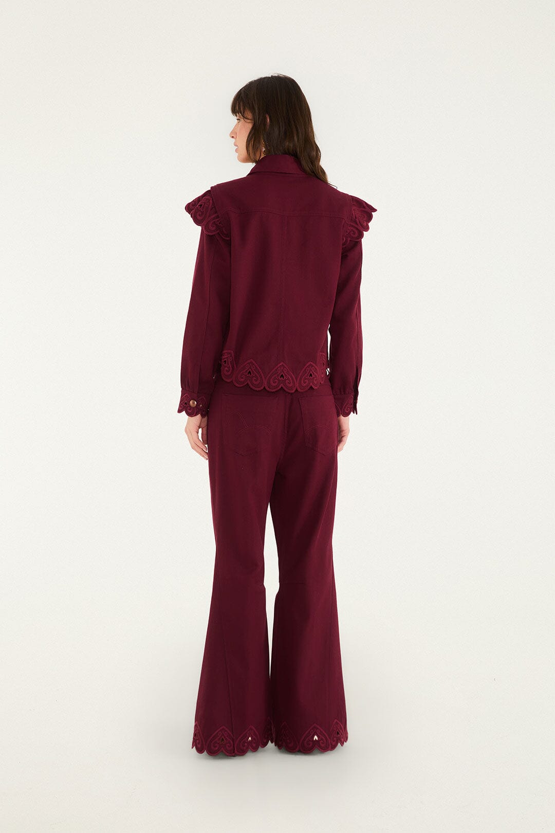 FARM Rio model wearing the Heart Twill Pants