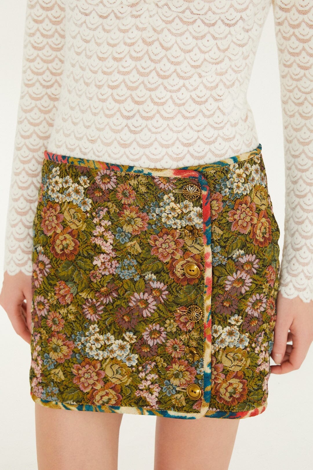 Jacquard Arabesque Matelasse Mini Double Face Skirt