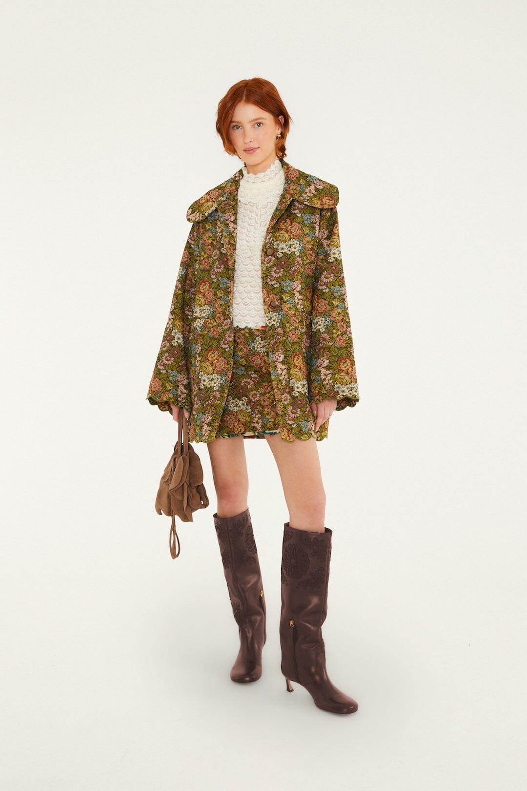 Jacquard Arabesque Matelasse Mini Double Face Skirt