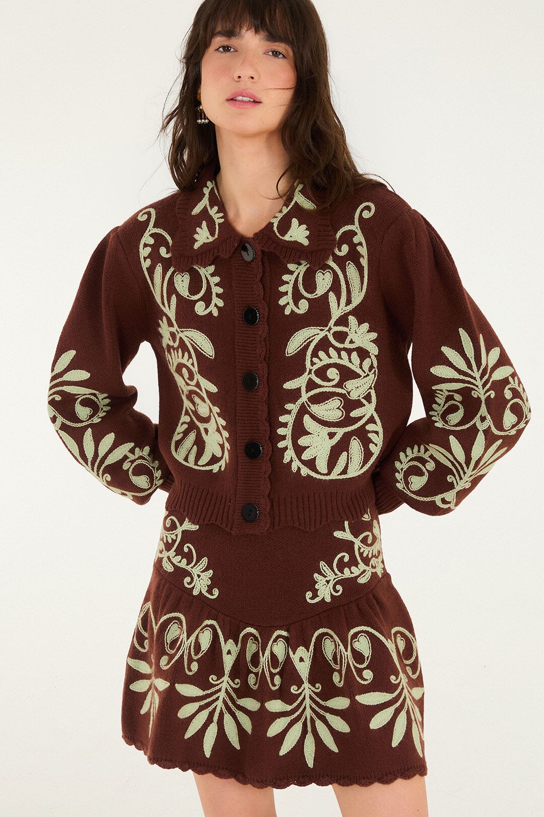 FARM Rio model wearing the Knit Blouse
