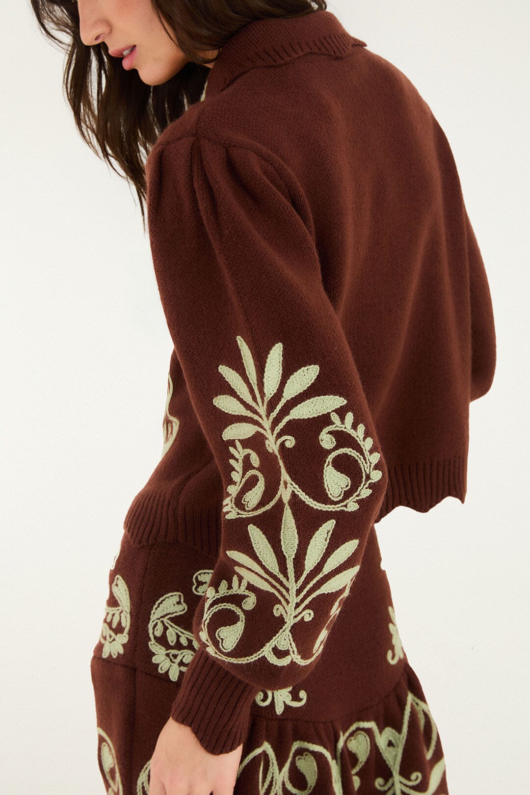 FARM Rio model wearing the Knit Blouse