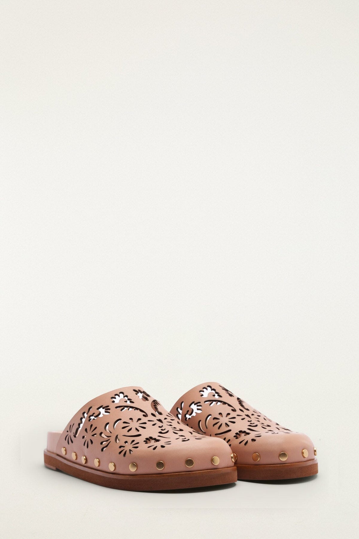 Light Pink Lace Leather Anatomic Slide Mule