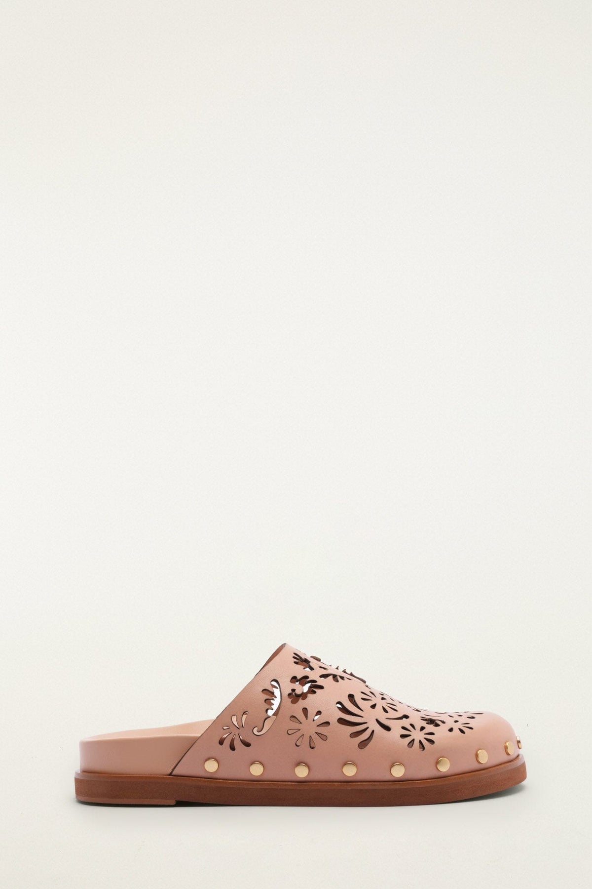 Light Pink Lace Leather Anatomic Slide Mule