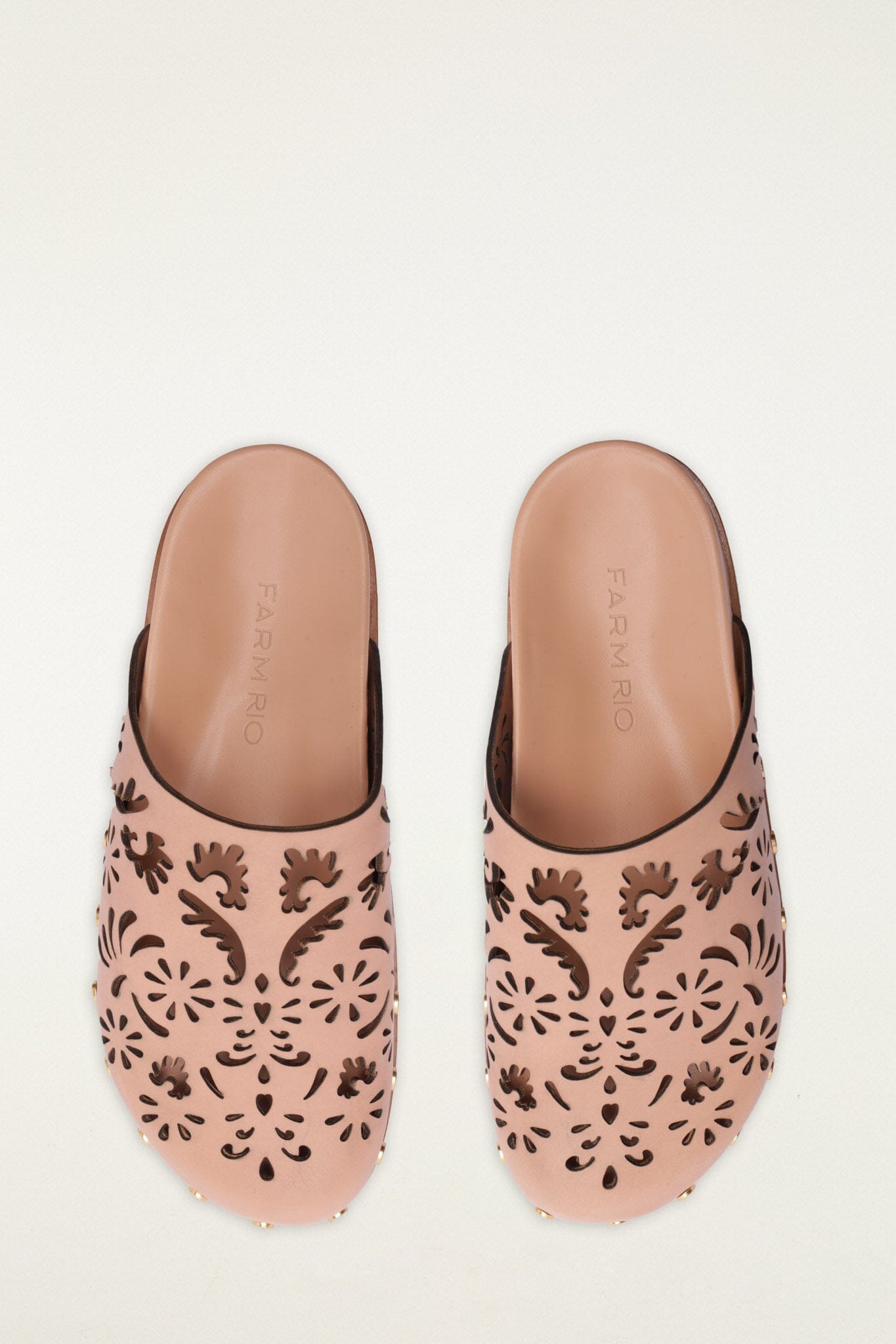 Light Pink Lace Leather Anatomic Slide Mule