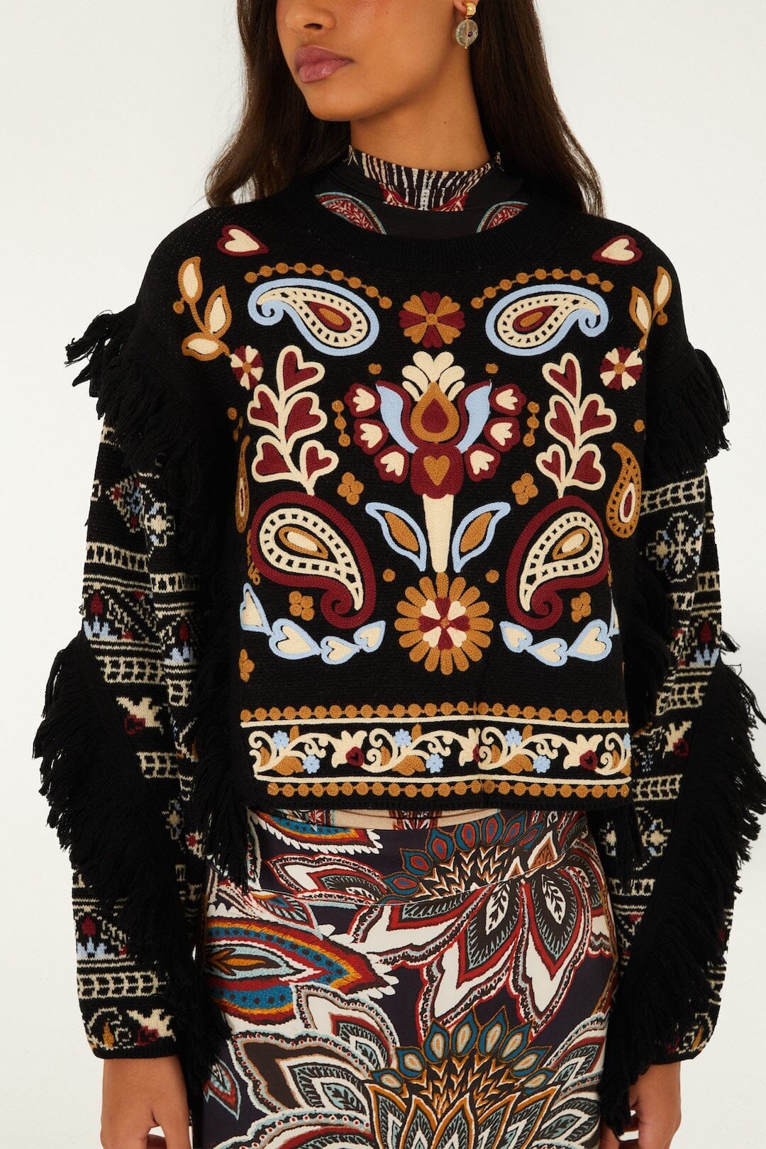 Love Paisley Cornelli Fringe Knit Sweater