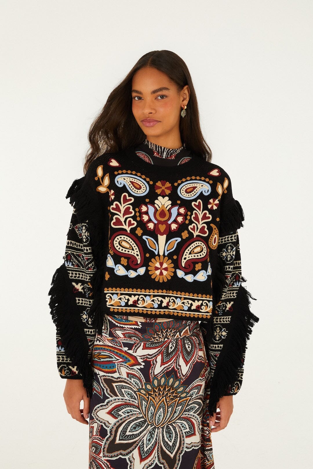 Love Paisley Cornelli Fringe Knit Sweater