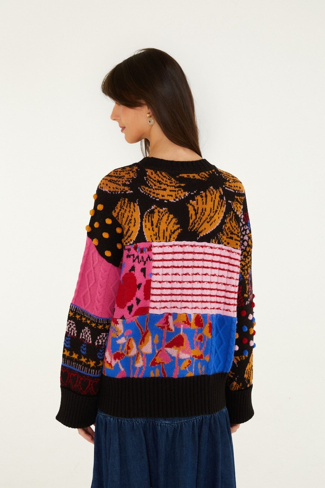 Mixed Patchwork Balls Knit Sweater