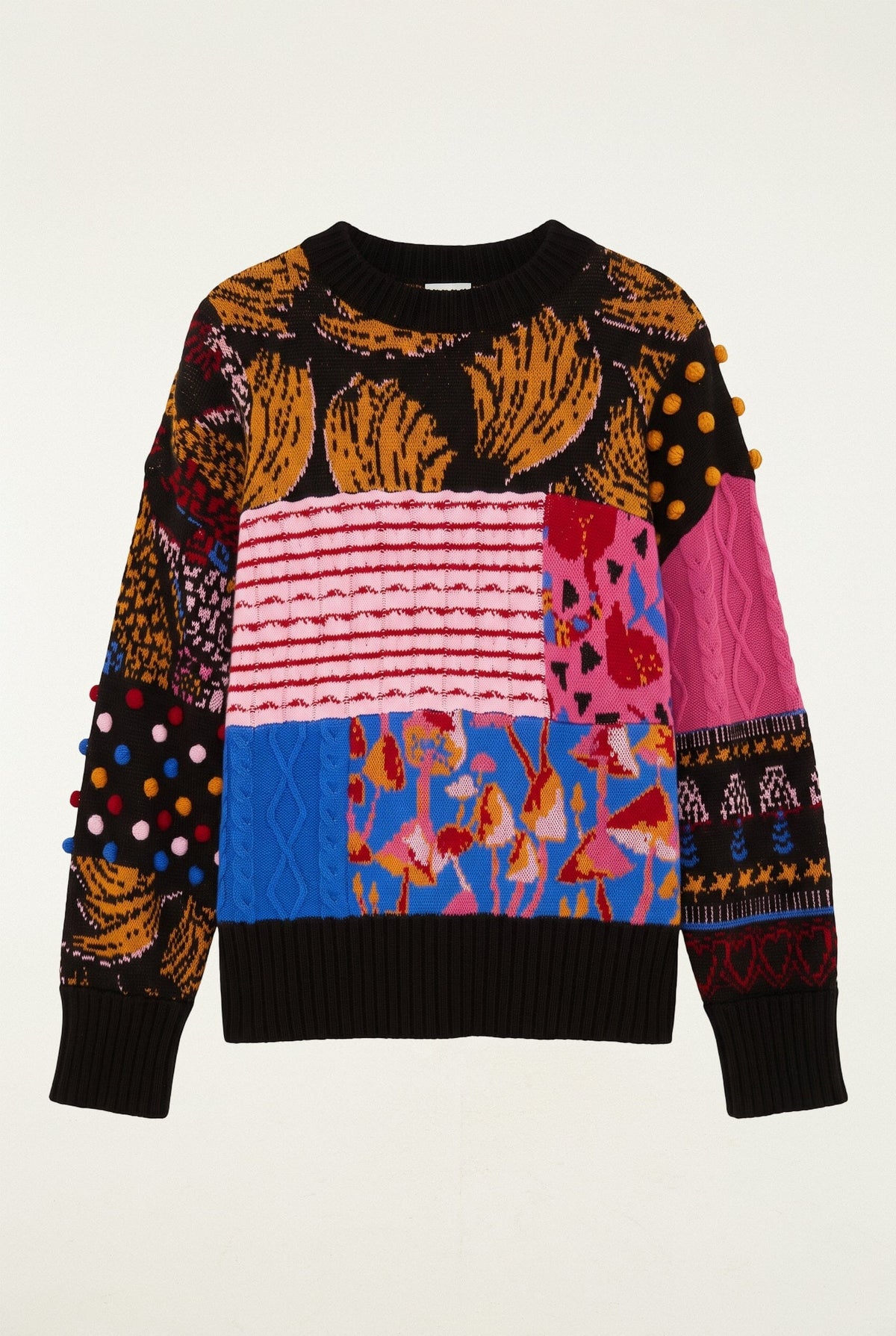 Mixed Patchwork Balls Knit Sweater
