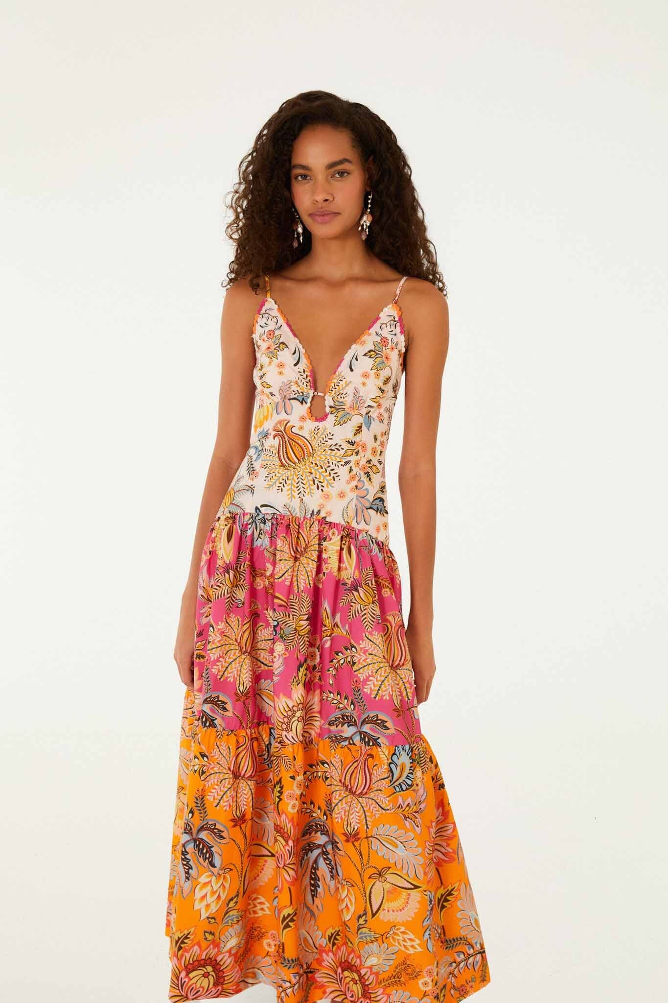 Multicolor Ligia Floral Mix  Maxi Dress