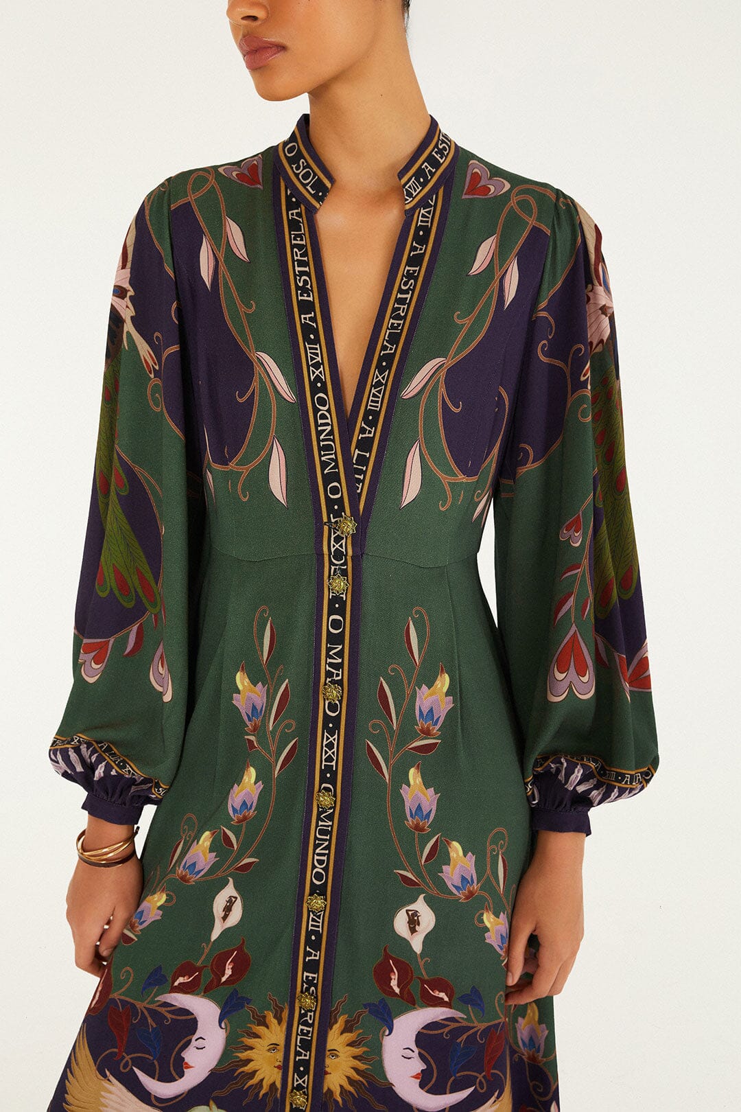 FARM Rio model wearing the Mystical Paradise Maxi Dress