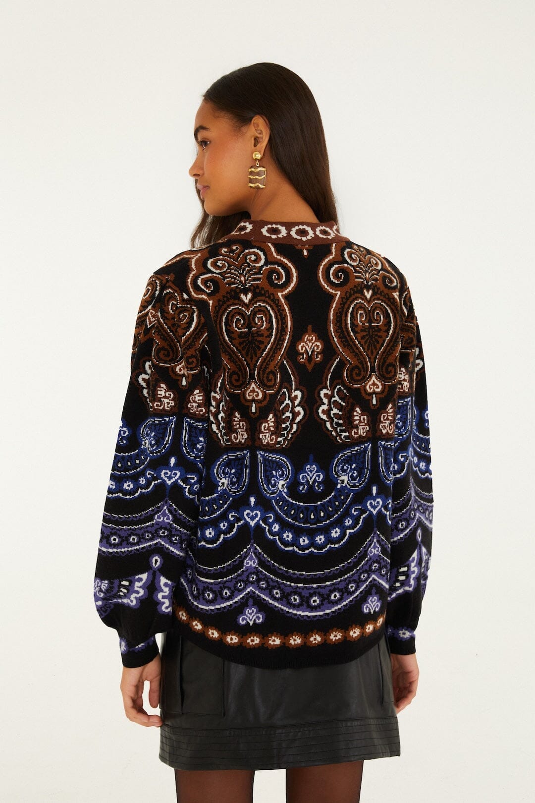 Nicole Scarf Puff Sleeve Knit Sweater