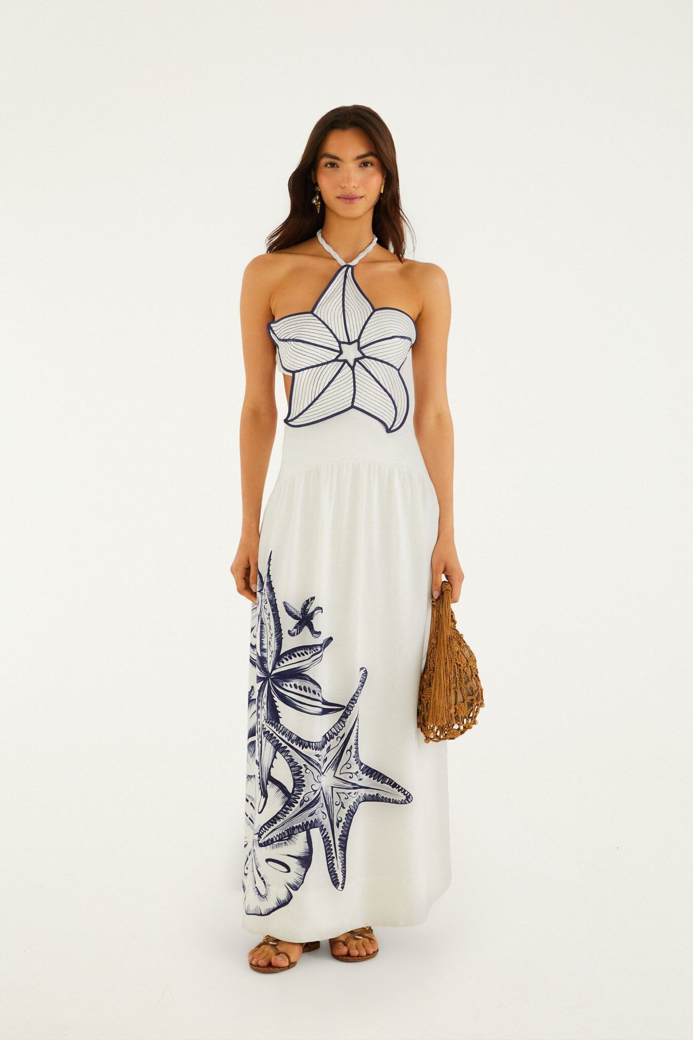 Off-White Coast Stars 3d Bodice Lenzing Ecovero Euroflax Maxi Dress ...