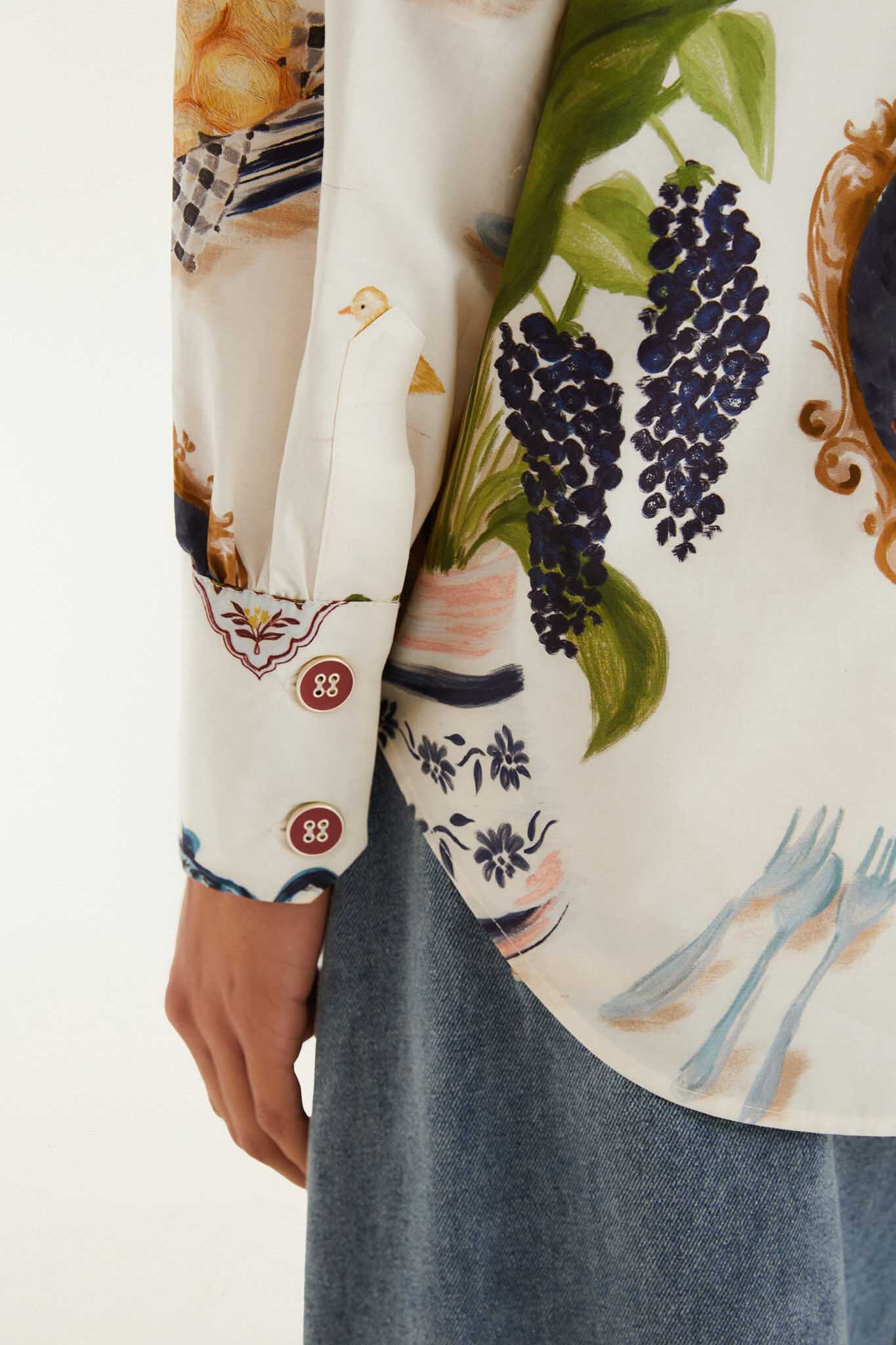 FARM Rio model wearing the Off-White Country Table Buttoned Shirt