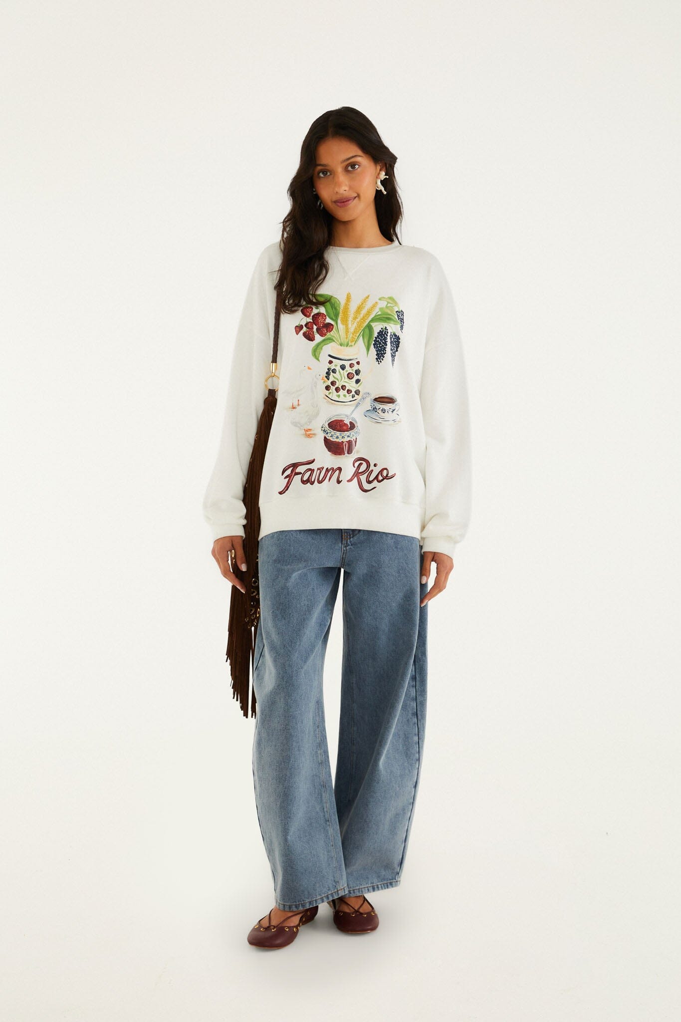 FARM Rio model wearing the Off-White Country Table Sweatshirt