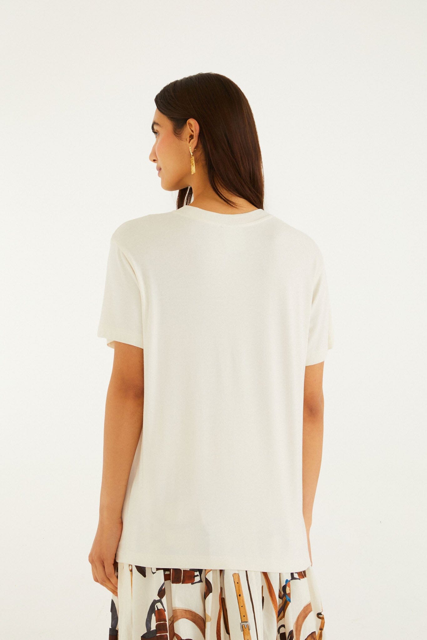 FARM Rio model wearing the Off-White Equestrian Short Sleeve T-Shirt